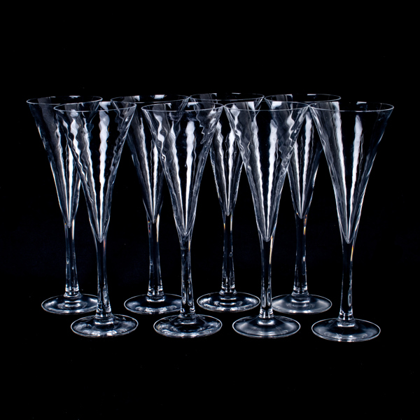 GUNNAR CYRÉN, 8 st champagneglas, "Helena", Orrefors