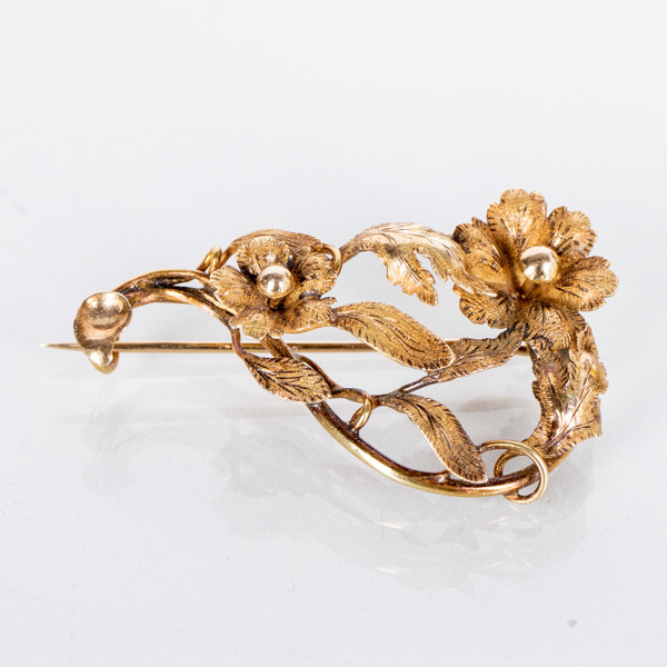 BROSCH, 14k guld, 1800-/1900-tal, vikt ca 4,6 g