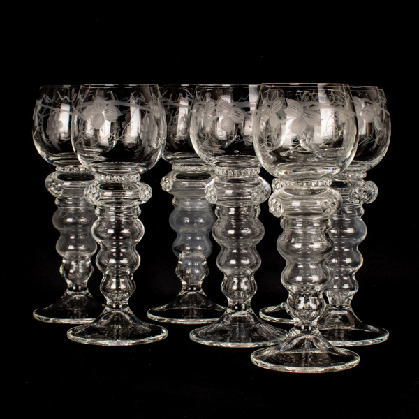 VITVINSREMMARE, 7 st, glas, 1900-talets mitt