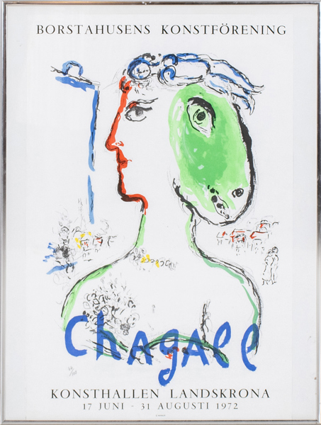 MARC CHAGALL, efter, utställningsaffisch 1972