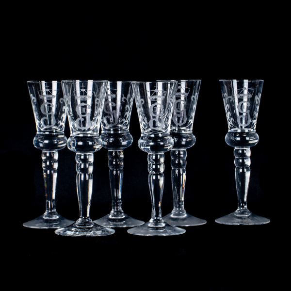  SNAPSGLAS, 6 st, glas, "Gustav III" Reijmyre glasbruk, 1900-talets andra hälft_22418a_8dbc5a2dfbc6a44_lg.jpeg