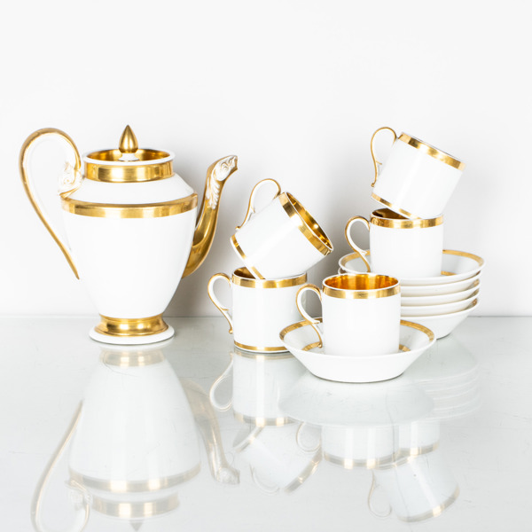 KAFFESERVIS, 6 del, porslin, Meissen, Tyskland, empire, 1800-talets första hälft