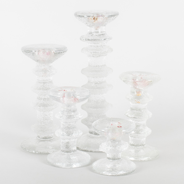 TIMO SARPANEVA, 5 st ljusstakar, glas, "Festivo", Iittala