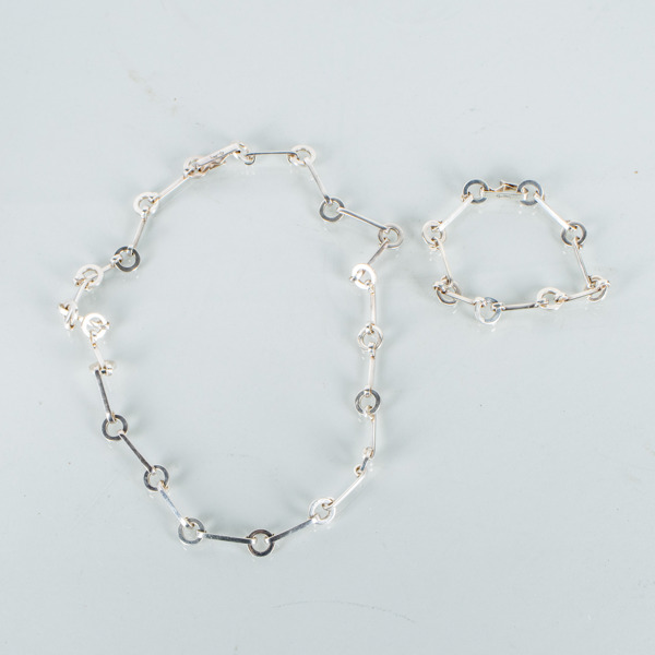 EFVA ATTLING, collier och armband, sterlingsilver, "Ring chain"