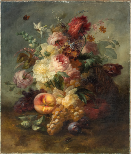 OIDENTIFIERAD KONSTNÄR, 1800-tal, blomsterstilleben, oljemålning 