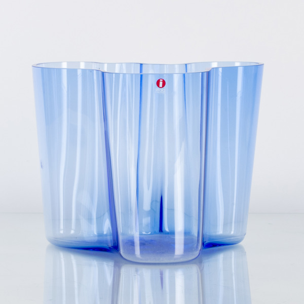 ALVAR AALTO, vas, blått glas, "Savoy", Iittala, 1998