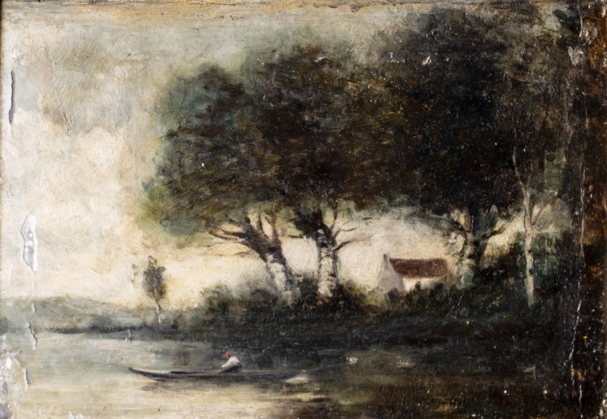 JEAN BAPTISTE CAMILLE COROT (1796-1875), efter, olja på pannå, 1800-tal, signerad