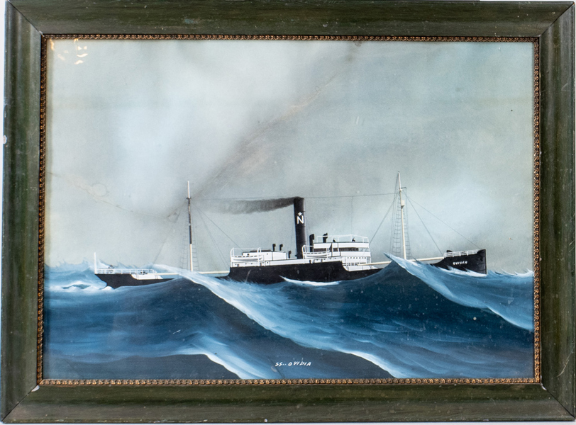 OKÄND KONSTNÄR, gouache, "SS Ovidia", 1800-/1900-tal, osignerad