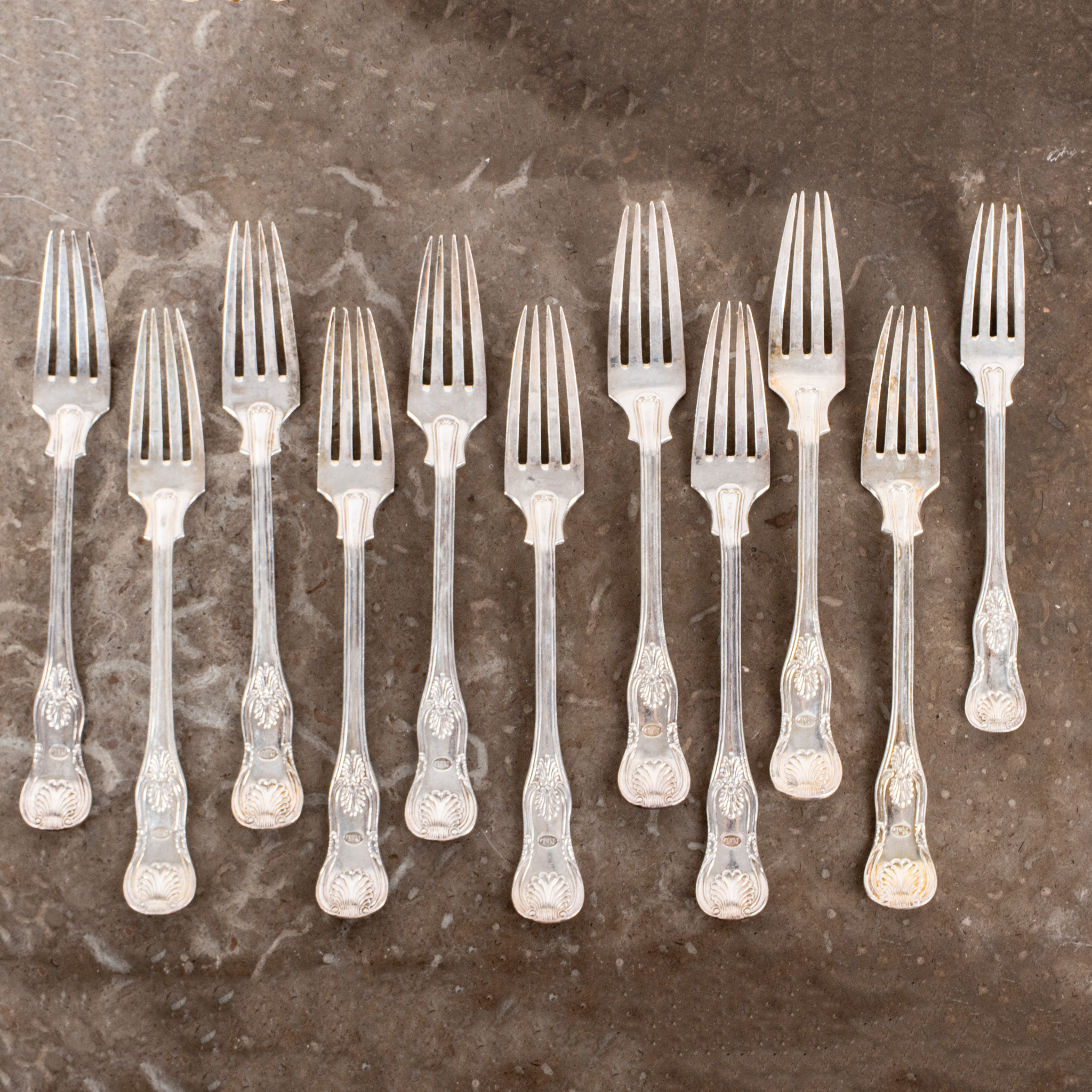 MATGAFFLAR, 10+1 st, silver, GT Folcker 1856, tot vikt | Auktion