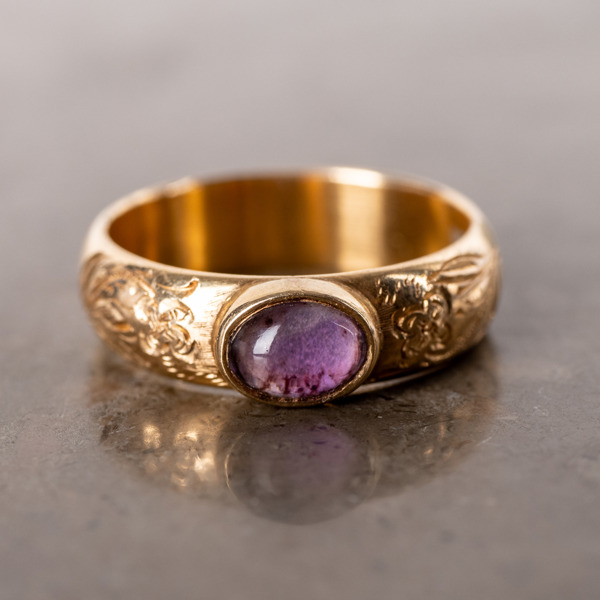 RING, 18k guld, med ametist, tot vikt ca 4,5 g