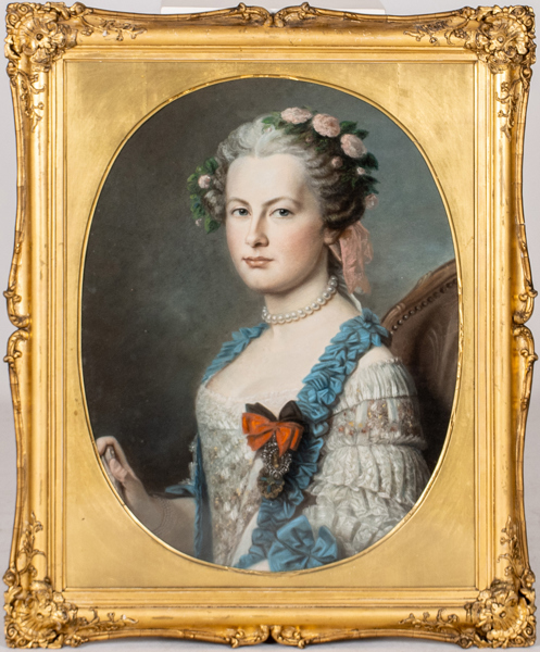 OKÄND KONSTNÄR, pastell på papper, uppfodrad på duk, troligen 1800-talets första hälft 