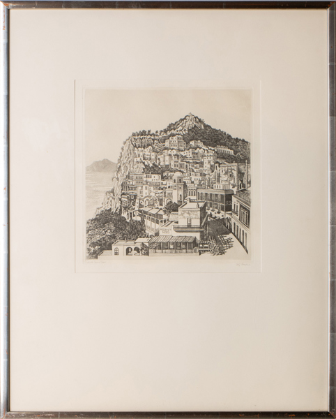 STIG BORGLIND (1892-1965), torrnål, ''Monte Casina, Capri'', signerad 