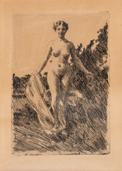 ANDERS ZORN (1860‑1920), etsning, signerad  och daterad i plåten Zorn 1907