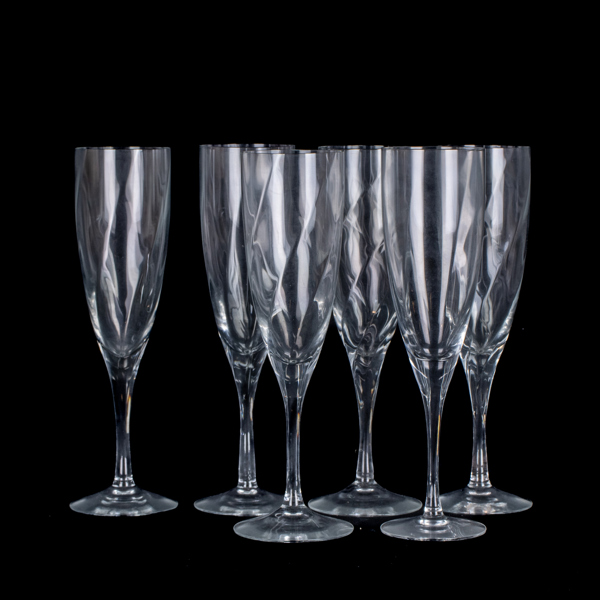 BERTIL VALLIEN, 6 st, champagneglas, "Chateau", Kosta Boda, 1900-/2000-tal