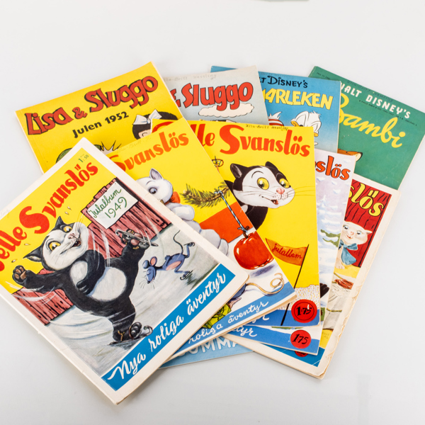 SERIETIDNINGAR, mestadels 1950-tal, bla Pelle Svanslös, Lisa & Sluggo, Walt Disney