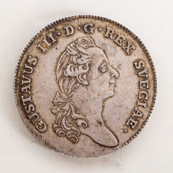 MYNT, silver, 1 riksdaler, Gustav III, 1781, Sverige, vikt 29,3 g