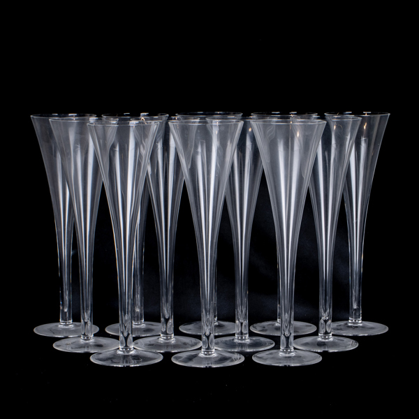 CHAMPAGNEFLÖJTAR, 11 st, glas, NK Nordiska Kompaniet, 1900-/2000-tal