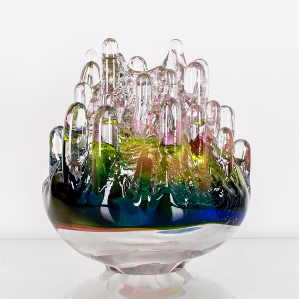 GÖRAN WÄRFF, skulptur/ljuslykta, största modellen, glas, "Polar Hurricane", Kosta, unik, signerad