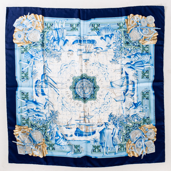 HERMÈS, scarf, siden, "Azulejos", design Catherine Baschet 1992