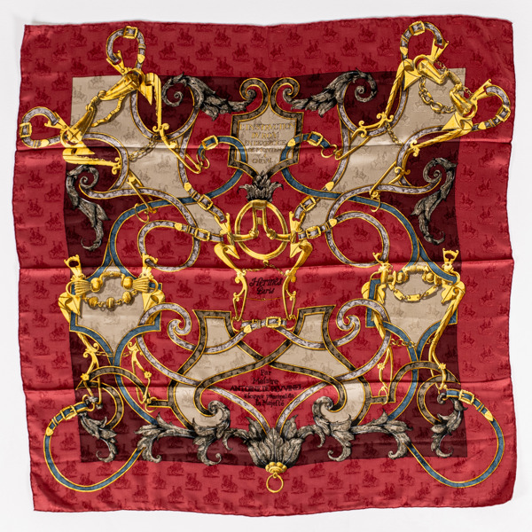 HERMÈS, scarf, siden, "L'Instruction du Roy en l'exercice de Monter à Cheval", design Henri d'Origny, 1993