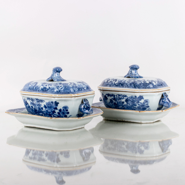 TERRINER MED FAT, 1 par, porslin, Kina, Qianlong (1736-1795)