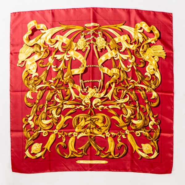 HERMÈS, scarf, siden, "Le Mors A La Conétable", design Henri d'Origny år 1970