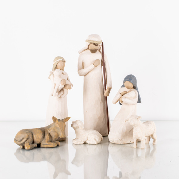 FIGURER, 6 st, keramik, Susan Lordi, Willow Tree "Nativity", Demdaco