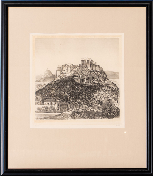  STIG BORGLIND (1892-1965), etsning, ''Akropolis'', signerad 