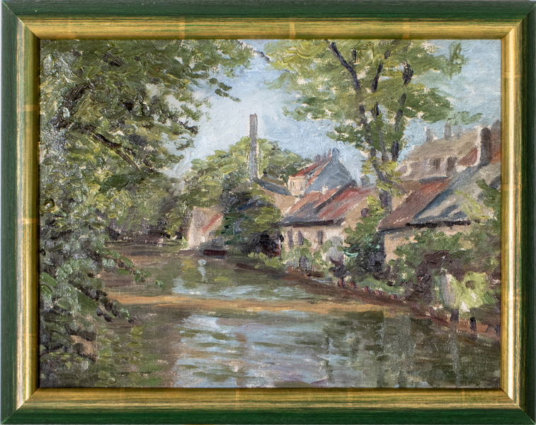 OIDENTIFIERAD KONSTNÄR, olja på duk, 1900-tal, otydlig påskrift à tergo