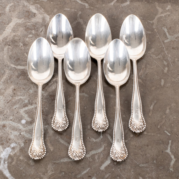 SKEDAR, 6 st, sterlingsilver, Crosby & Son, 1900-tal, tot vikt ca 124 g