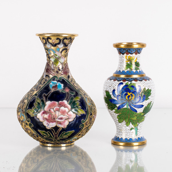 VASER, 2 st, cloisonné, orientaliska, 1900-tal