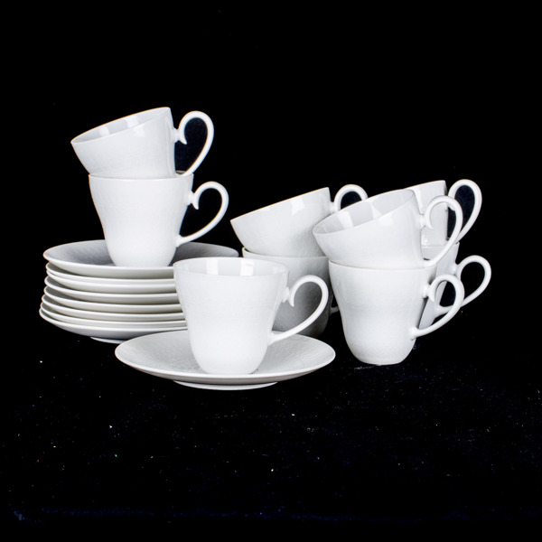 MOCKAKOPPAR MED FAT, 9 st, porslin, Rosenthal, 1900-talets mitt