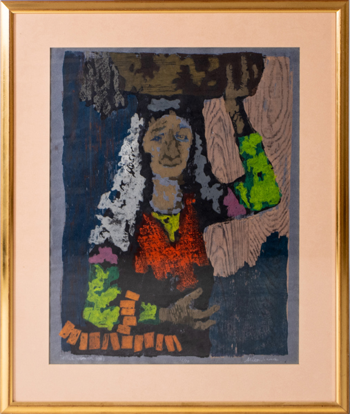 MIRON SIMA (1902-1999), träsnitt, signerad och daterad 1989