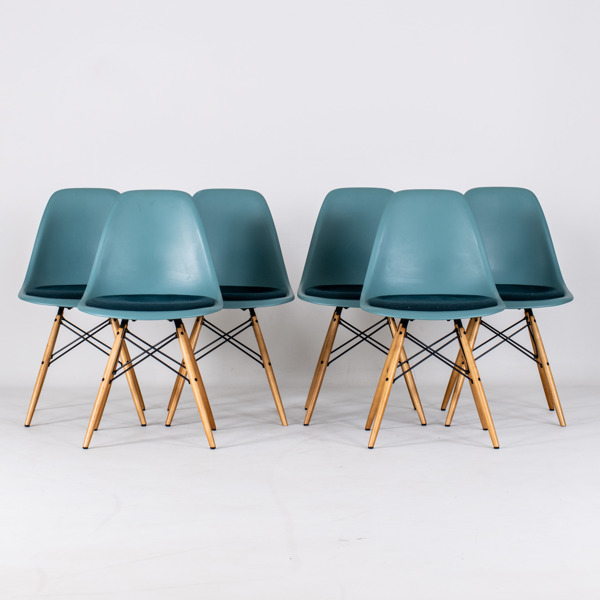 CHARLES OCH RAY EAMES, 6 st stolar, "Eames Plastic Sidechair DSR", Vitra, 2015