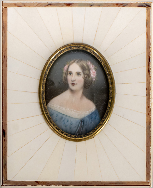 MINIATYRMÅLNING, porträtt av Jenny Lind, 1800-tal, otydligt signerad