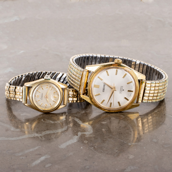 SEIKO OCH CERTINA, 2 st, dam- och herrarmbandsur, stål, bla automatiskt urverk, 1900-talets andra hälft