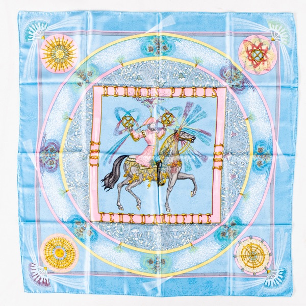 HERMÈS, scarf, jacquardvävt siden, "Feux d'Artifice", design Michel Duchene 1987