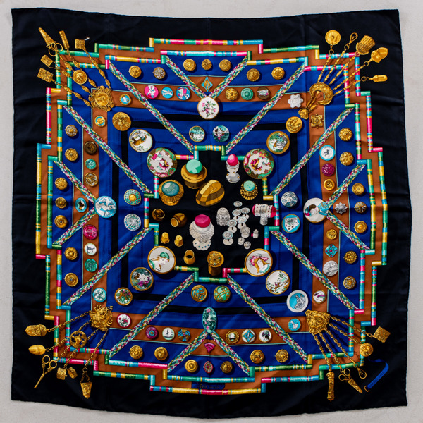 HERMÈS, scarf, siden, "Petite Main", design Caty Latham år 1987