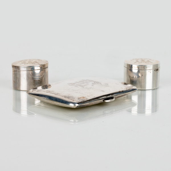 ETUI OCH DOSOR, 3 del, silver, JGH Kalmar 1911, tot vikt ca 99 g