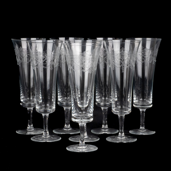 CHAMPAGNESTRUTAR, 8 st, glas, sannolikt 1900-talets andra hälft 