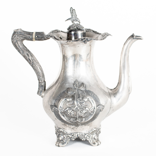 KAFFEKANNA, silver, Carl Olof Holm, Vadstena, 1860, vikt ca 597 g