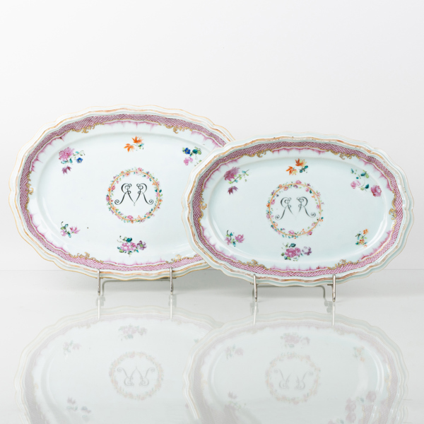 STEKFAT, 2 st, porslin, Kina, Qianlong (1736-1795)