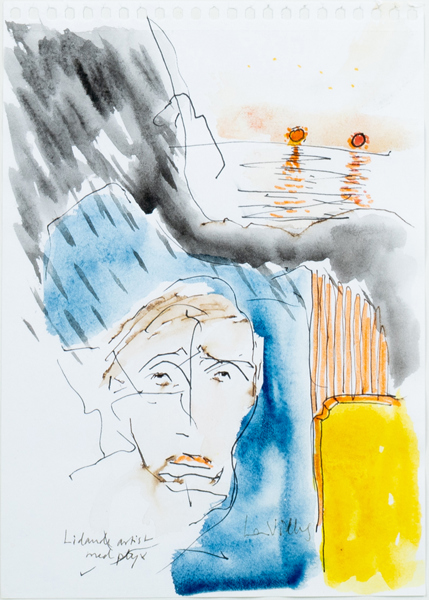 LARS VILKS (1946-2021), måleri på papper, signerad