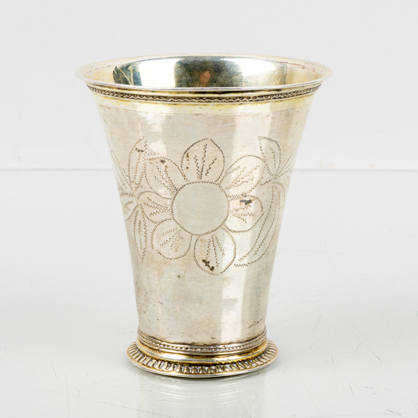 BÄGARE, silver, sannolikt 1700-tal, vikt ca 66 g