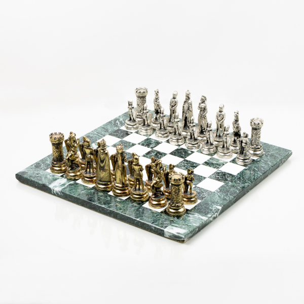 SCHACKSPEL, 33 del, marmor och metall, 1900-tal