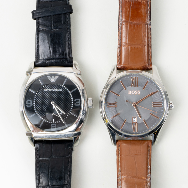 HERRARMBANDSUR, 2 st, Hugo Boss och Armani, 2000-tal