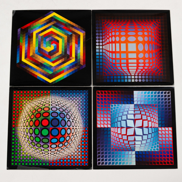 VICTOR VASARELY, 4 st, efter, tryck, "Progression 1", 1972