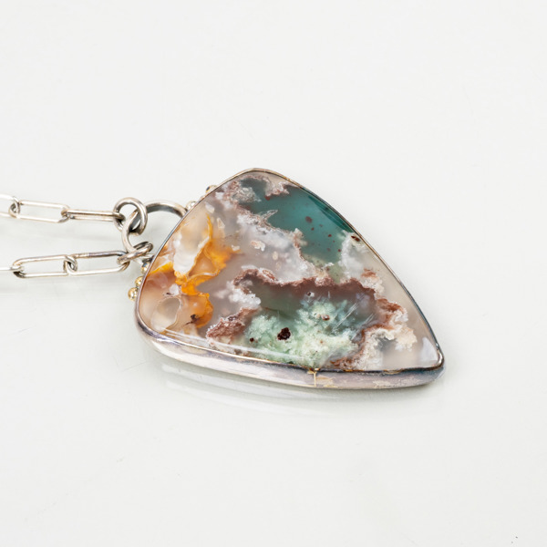 COLLIER, sterlingsilver, EON Dsgn, med agat, 1900-/2000-tal