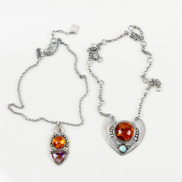 COLLIER, 2 st, sterlingsilver, 1900-/2000-tal