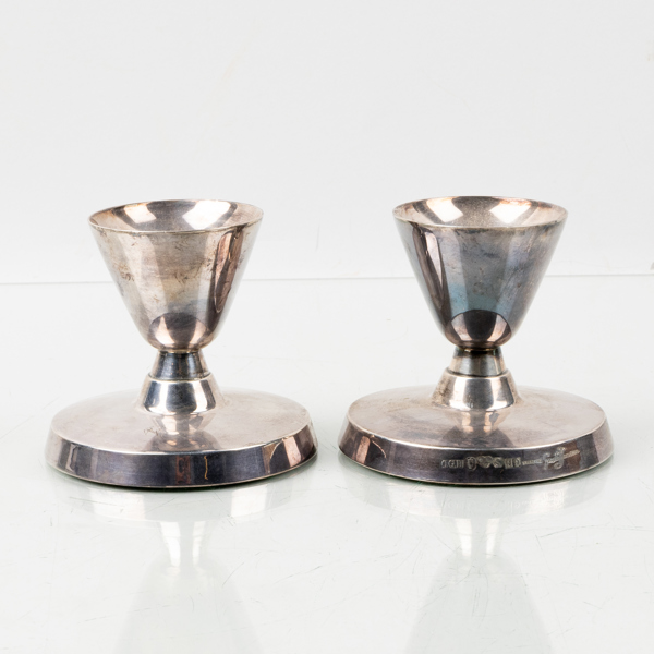 GUSTAF JANSON, 1 par ljusstakar, sterlingsilver, CG Hallberg, 1959, tot vikt ca 436 g